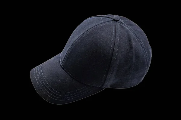 野球帽の黒いテンプレート 白い背景に隔離された正面の景色 ファッションスポーツやカジュアルデザインパターン — ストック写真