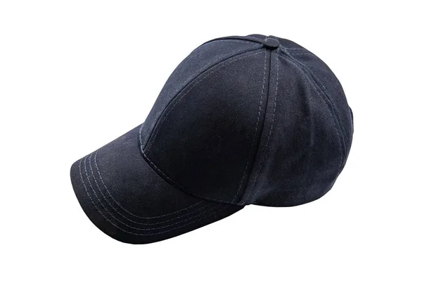 野球帽の黒いテンプレート 白い背景に隔離された正面の景色 ファッションスポーツやカジュアルデザインパターン — ストック写真