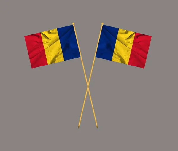 Agitant Drapeau Coloré Roumanie Drapeau Roumanie Agitant Texture Réelle Tissu — Photo