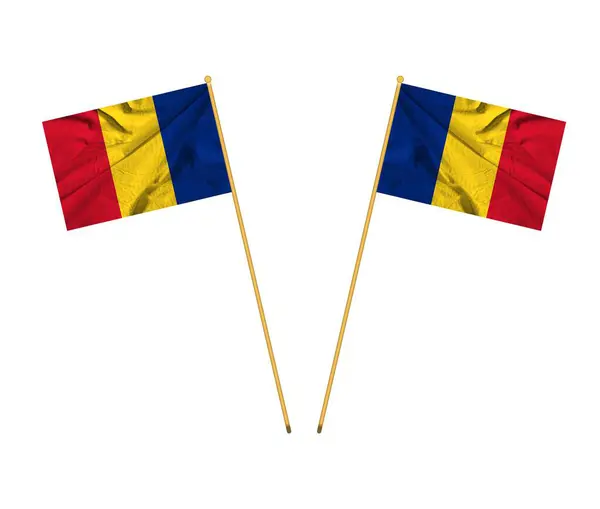 ルーマニアの国旗手を振って 生地の質感 — ストック写真