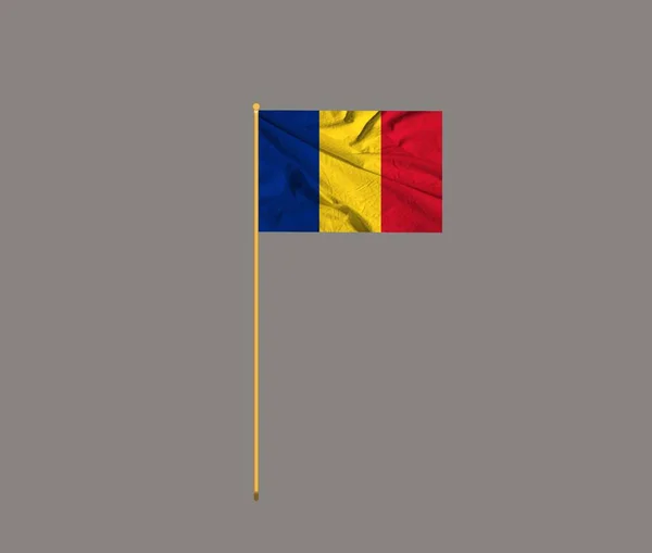 Agitant Drapeau Coloré Roumanie Drapeau Roumanie Agitant Texture Réelle Tissu — Photo