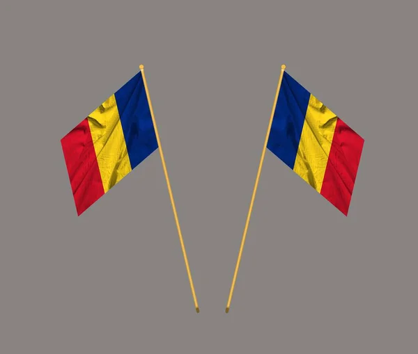 깃발을 흔들며 루마니아 국기를 흔들고 — 스톡 사진