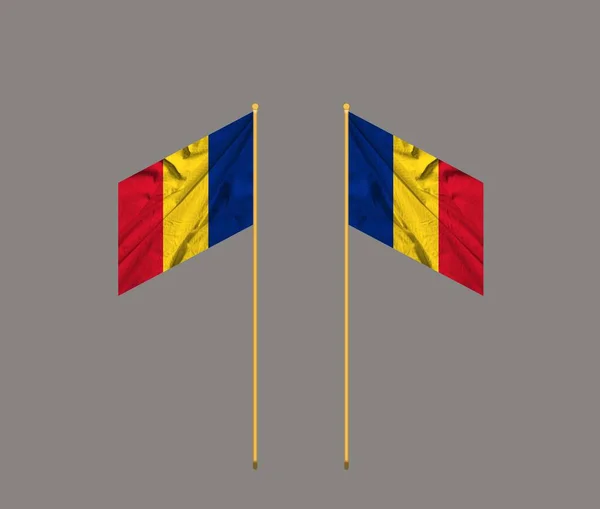 Acenando Bandeira Colorida Romena Bandeira Romênia Acenando Textura Tecido Real — Fotografia de Stock