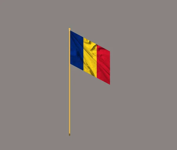 Lengő Színes Zászló Románia Zászló Románia Integető Valódi Szövet Textúra — Stock Fotó