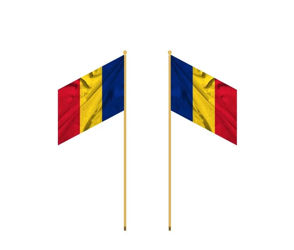 Sventolando Bandiera Colorata Della Romania Bandiera Della Romania Sventola Tessitura — Foto Stock