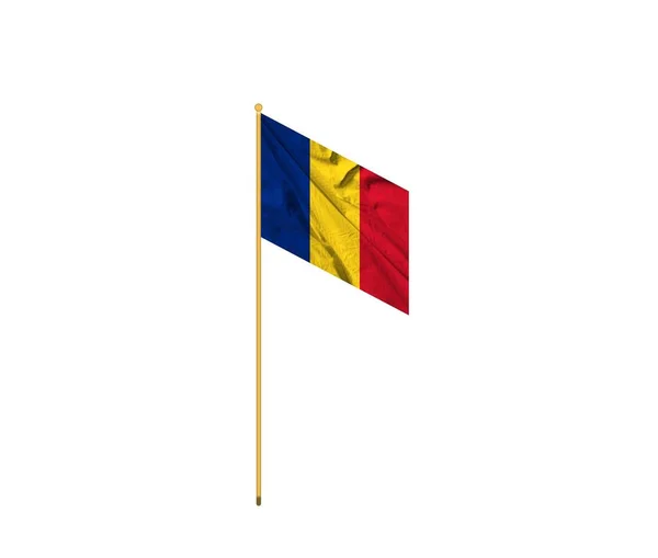 Machanie Kolorowe Flagi Rumunii Flaga Rumunii Machanie Prawdziwa Tekstura Tkaniny — Zdjęcie stockowe
