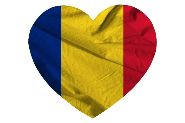 飘扬着五彩缤纷的罗马尼亚国旗飘扬着 真正的面料质感 — 图库照片