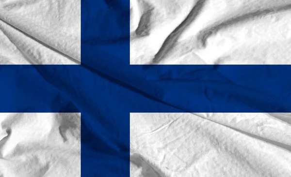 Finlands Flagga Silkes Finlands Flagga Viftar Vinden — Stockfoto
