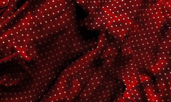 Fabric Metallic Sheen Small Polka Dots Red Color Now Shimmering — Stock Photo, Image