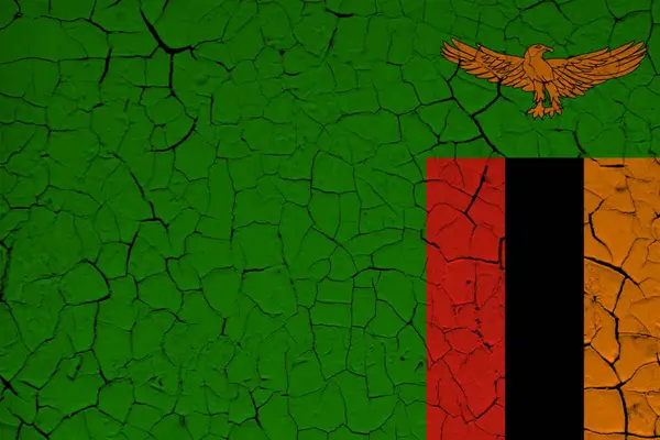 stock image Republic of Zambia national fabric flag, textile background. Symbol of international world African country.