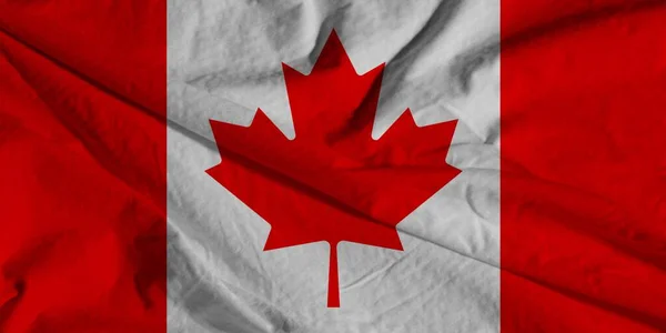 Kanadská Vlajka Roztrhaná Hedvábná Kanadská Vlajka Mávání Textury Tkaniny Vlajky — Stock fotografie
