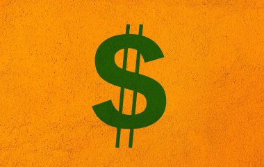 Para birimi sembolü dolar işareti. Dolar işaretleri farklı renklerde..