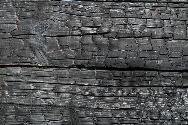 Görüntü, bir sürü siyah ve kahverengi işaretli yanmış bir ahşap yüzey. Yüzey kömürleşmiş ve kabataslak bir doku arkaplanı var. Sahne yıkım ve çürümenin bir parçasıdır. emlak sigortası