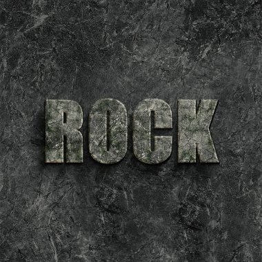 Taş desenli poster, maket, duvar kâğıdı, afiş ve broşür için Rock CK kelimesi. 3d illüstrasyon.