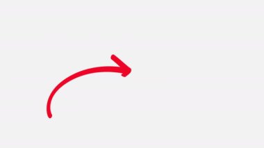 Animasyon kırmızı kıvrımlı ok, işaret kalem stili, kompozisyon için beyaz arkaplanda izole edilmiş. Boşluğu kopyala, metin için boşluk.