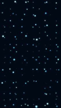 Mavinin tonlarında parlayan yıldızlarla dolu animasyon arkaplan. Mükemmel döngü. Dikey.