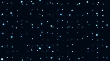 Mavinin tonlarında parlayan yıldızlarla dolu animasyon arkaplan. Mükemmel döngü. Dikey.