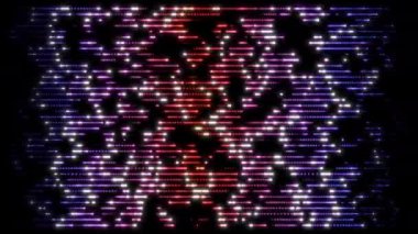 Beyaz, pembe, turuncu ve eflatun renkli animasyon. Veri akışı ve bağlantıyı temsil eden hareket eden noktalardan oluşan bir panel. Renkli duvar kağıdı. Kusursuz döngü.