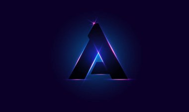 web illustration of a glowing neon alphabet letter A