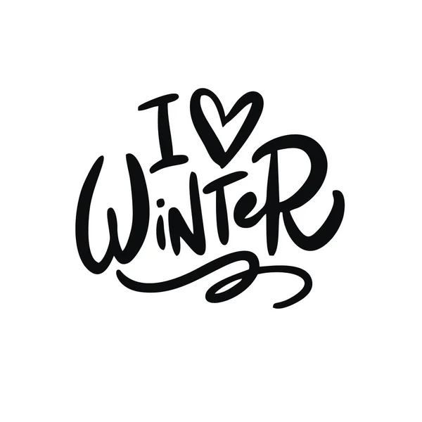Amo Winter Letras Drash Vetor Caligrafia Escova Moderna Desenhada Mão — Vetor de Stock