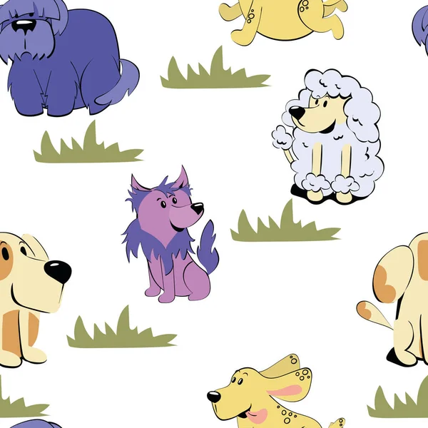 Niedlichen Hund Muster Print Design Vektor Illustrationsdesign Für Modestoffe Textilgrafik — Stockvektor