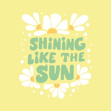 Şahane harfler, güneş gibi parlıyor. Kartlar, posterler, tişörtler için modaya uygun baskı tasarımı