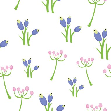 Çiçekli desen. Baskı, tekstil ve ambalaj kağıdı için mükemmel. Vektör illüstrasyonu