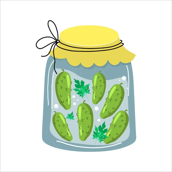 Homemade Jars Preserving Vegetables Autumn Harvest Season Vector Illustration — Stock Vector