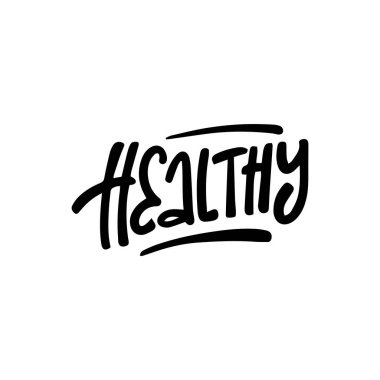 Sağlıklı. Baskı için karalama tasarımı. Vektör çizimi. Renkli. Çizgi film el yazısı. Siyah ve beyaz