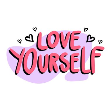 El yazısı cümlesi kartpostallar, posterler, çıkartmalar vs. için kendini sev.