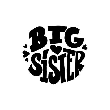 İlham verici el yazısı harfleri, büyük kardeş. Kaligrafi çizimi beyaza göre çizilmiş. Afişler, rozetler, kartpostallar, tişörtler, baskılar için tipografi 