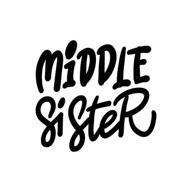 İlham verici el yazısı harfleri, orta sınıf kız kardeş. Kaligrafi resmedilmiş beyaza.