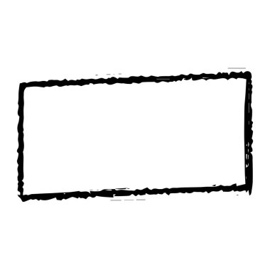 El çizimi grunge geometrik çerçeve dikdörtgen şeklinde. Soyut geometrik şekil.