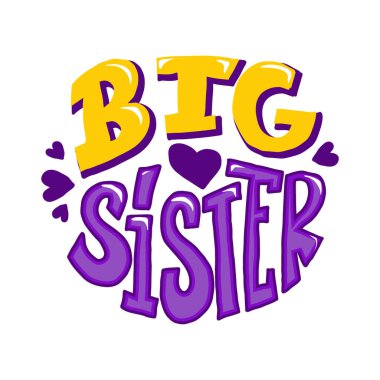 İlham verici el yazısı harfleri, büyük kardeş. Kaligrafi çizimi beyaza göre çizilmiş. Afişler, rozetler, kartpostallar, tişörtler, baskılar için tipografi 