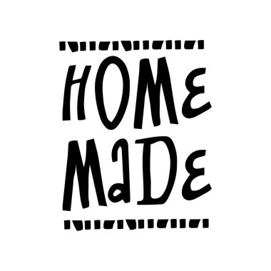 Ev yapımı. El çizimi vektör harfleri. Beyaz arka planda yalıtılmış. Rozetler, etiketler, logolar, fırın, yemek, mutfak sınıfları, kafeler vs. için kullanılabilir.