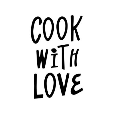 Sevgiyle pişir. El çizimi vektör harfleri. Beyaz arka planda yalıtılmış. Rozetler, etiketler, logolar, fırın, yemek, mutfak sınıfları, kafeler vs. için kullanılabilir.