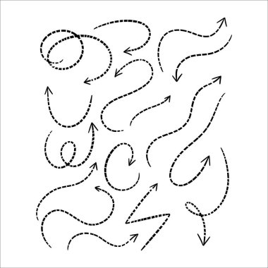 Elle çizilmiş oklar. Saydam arkaplanda izole edilmiş nesneler