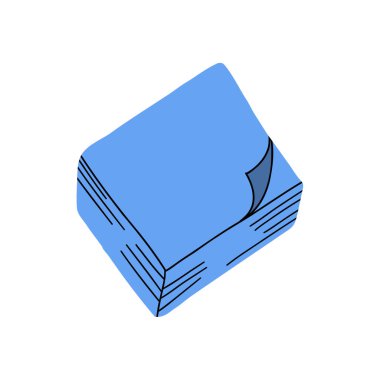 Kıvrık kenarlı mavi yapışkan notlardan oluşan şirin bir çizgi film tarzı blok. Okul, ofis, planlama ve organizasyon tasarımları için mükemmel..