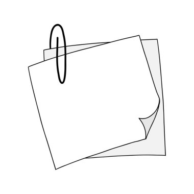 Siyah bir ataçla tutturulmuş üst üste iki karikatür kağıdı.