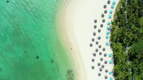 毛里求斯岛风景海滩的垂直航拍扫描 — 图库视频影像