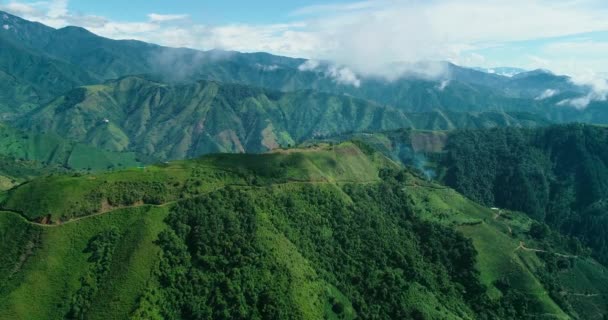 Légi Kilátás Gyönyörű Zöld Felföld Kolumbiában — Stock videók