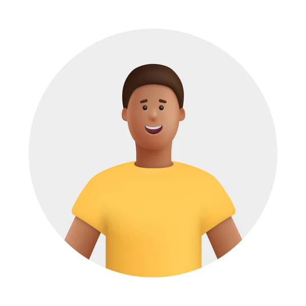 Молодий Усміхнений Африканський Чоловік Аватар Векторні Люди Ілюстрація Персонажів Мінімальний — стоковий вектор