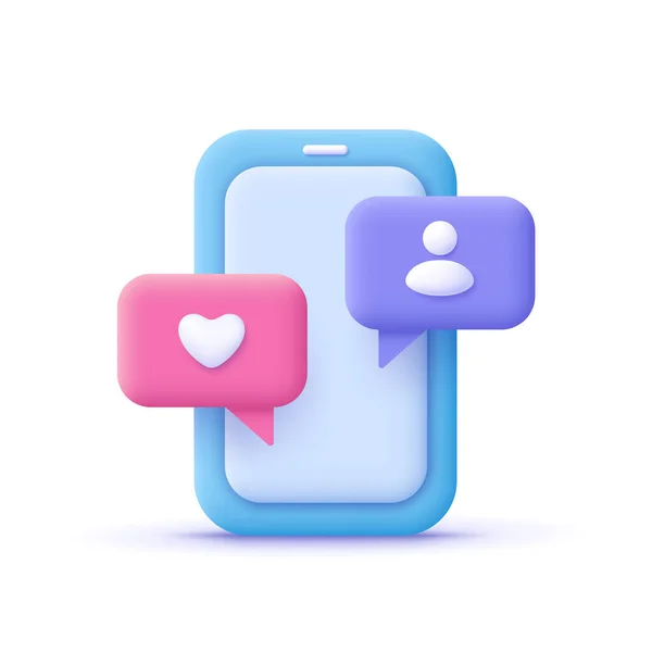 Smartphone Und Sprechblase Mit Herz Und Follower Icon Social Media — Stockvektor