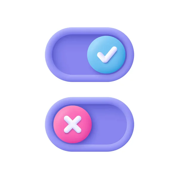 Toggle Switch Interface Buttons Tick Check Mark Cross Mark Symbols — 스톡 벡터