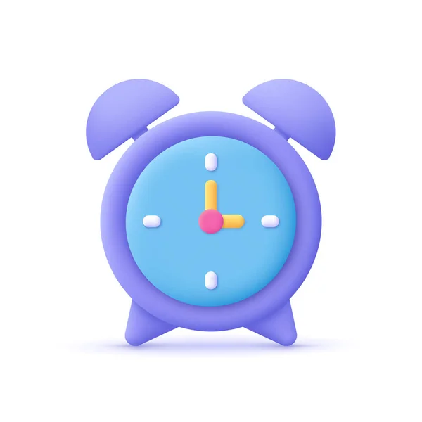 目覚まし時計 時間の管理 時間の測定 時間管理 期限の概念 3Dベクトルアイコン 漫画のミニマルスタイル — ストックベクタ