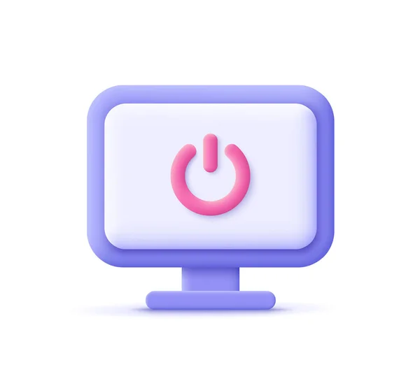 Icono Botón Encendido Pantalla Del Monitor Del Ordenador Escritorio Apagado — Vector de stock