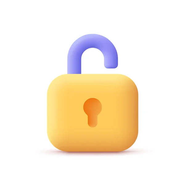 帕德洛克 锁门安保 隐私概念 3D矢量图标 卡通简约风格 — 图库矢量图片