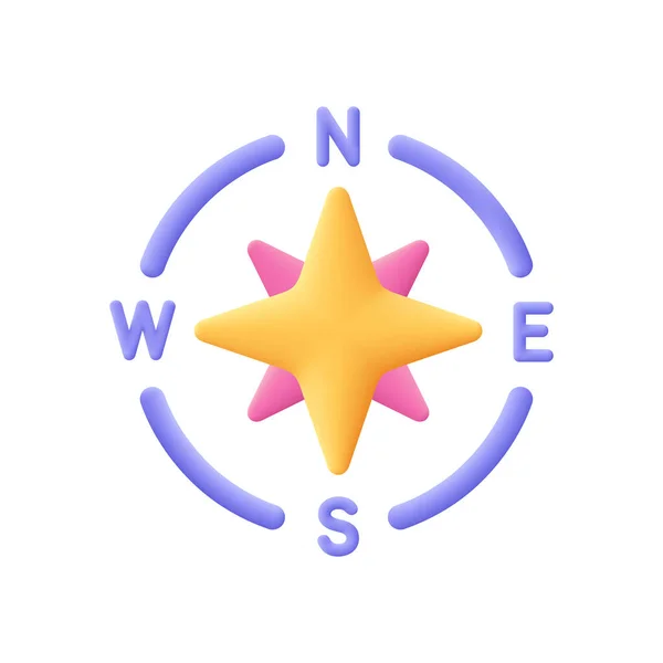 Cardinal Points Star Four Cardinal Directions Compass Wind Rose North — Stock Vector
