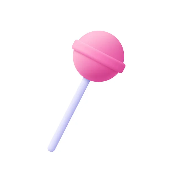 Red Sweet Lollipop Candy White Stick Vector Icon Cartoon Minimal — Stock Vector