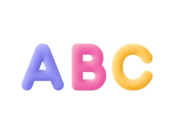 Abc Huruf Alfabet Konsep Pendidikan Ikon Vektor Gaya Minim Kartun - Stok Vektor